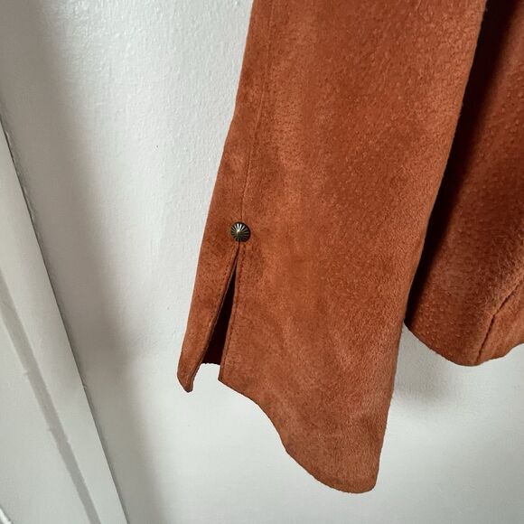 Live A Little Orange Genuine Leather Suede Jacket Large - Picture 9 of 9